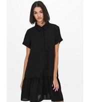 JDY Black Frill Hem Mini Shirt Dress